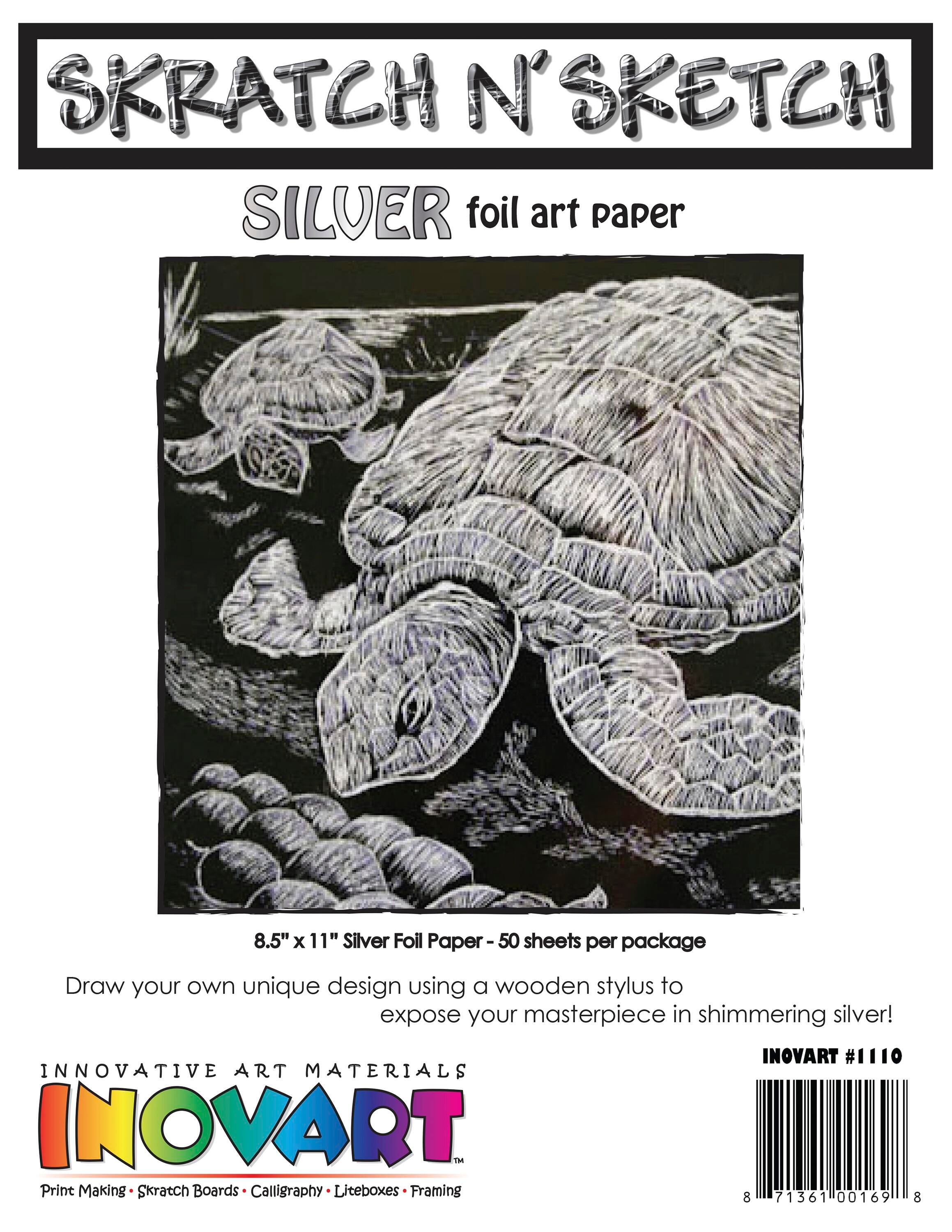 Inovart Silver Foil Scratch Paper, 8-1/2 x 11 Inches, 50 Sheets